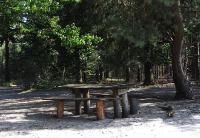 Empty benches in park