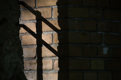 Close-up of shadow on brick wall