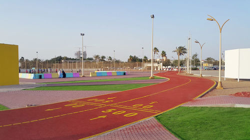 View of empty road against clear sky