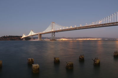 Bridge over river against clear sky