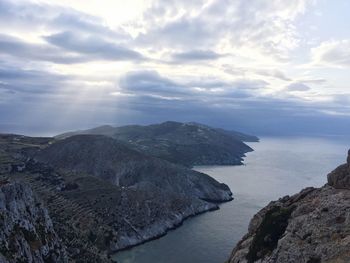 Scenic view of sea and rocks against sky