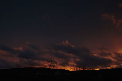 Scenic view of silhouette landscape against sky at sunset