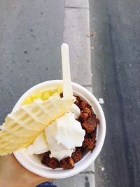 High angle view of ice cream in plate