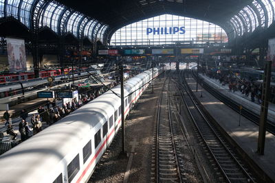 High angle view of railroad station platform