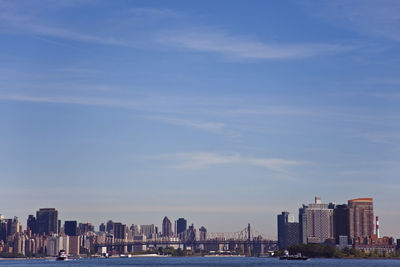 City skyline with river in background