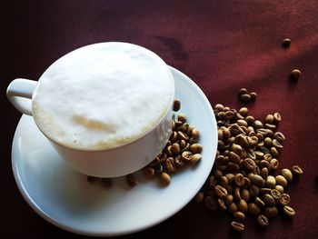 Close-up of coffee cup on table
