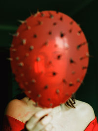 Close-up portrait of a red woman