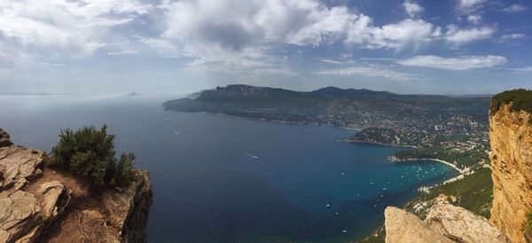 High angle view of sea against sky
