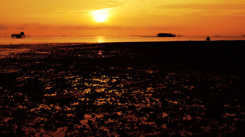 Scenic view of sea during sunset