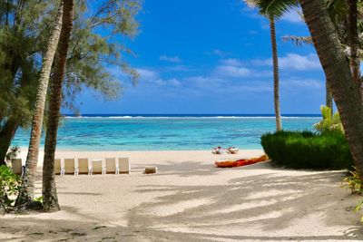 Scenic view of beach against sky