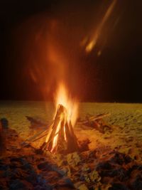 View of bonfire on beach