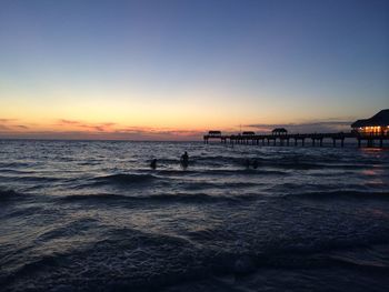 Scenic view of sea at sunset