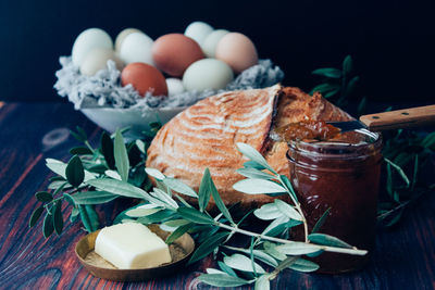 Close-up of food on table