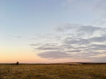 Scenic view of field against sky during sunset