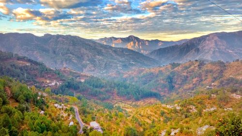 Scenic view of mountains against sky