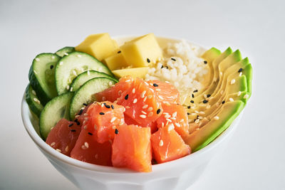 Close-up of chopped fruits in bowl