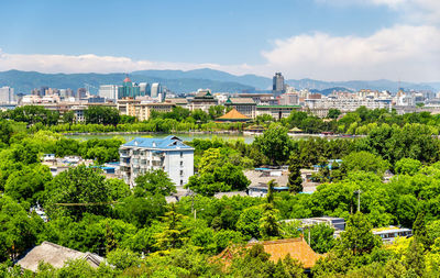 High angle view of townscape against sky