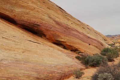 View of rock formations in desert