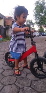 Boy riding bicycle