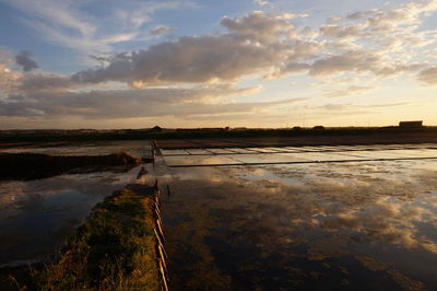 Scenic view of sea at sunset