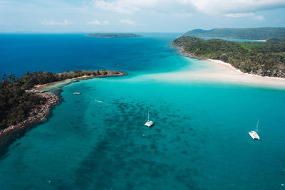 High angle view of sea against sky