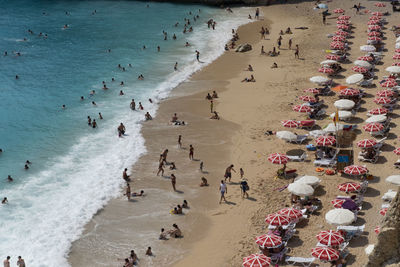 High angle view of people on beach