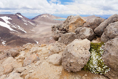 Scenic view of rocky mountains against sky
