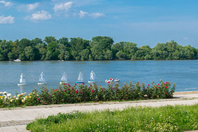 Scenic view of lake against sky