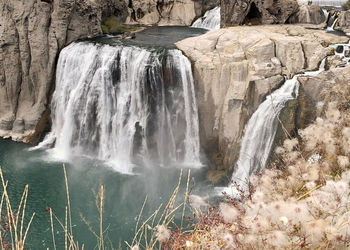 Scenic view of waterfall