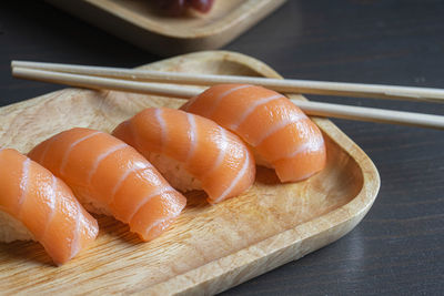 Close-up of fish on table