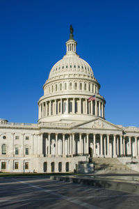 Low angle view of historical building against clear sky