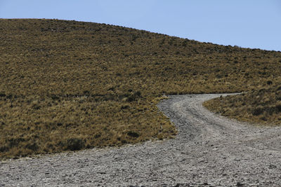 Scenic view of mountain against clear sky