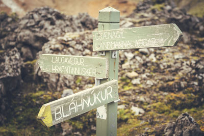 Close-up of road sign