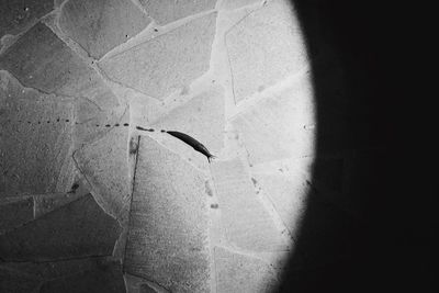 High angle view of a shadow of a wall