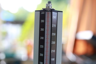 Close-up of blood pressure gauge