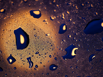Full frame shot of water drops on metal