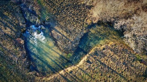 High angle view of sunlight falling on land