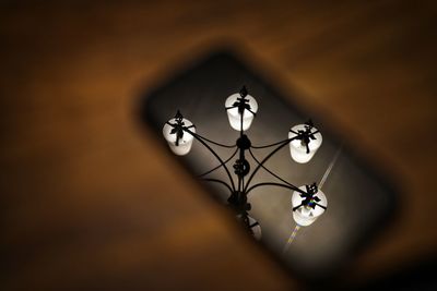 Low angle view of illuminated chandelier