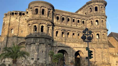 Low angle view of historical building against clear sky