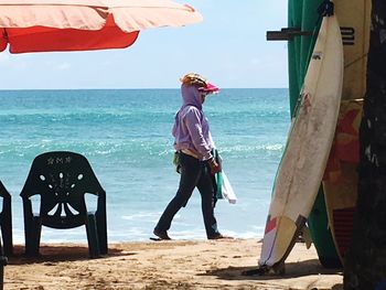 Full length of man on beach against sky