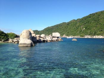 Scenic view of sea against clear sky