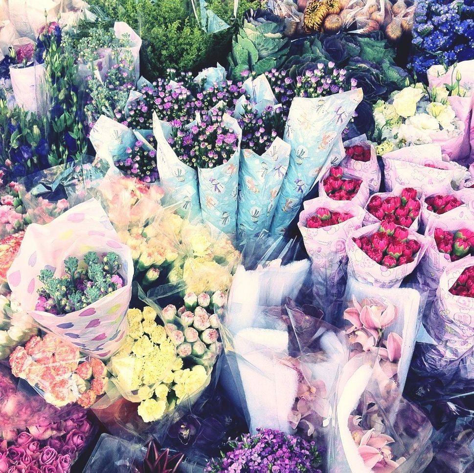 freshness, variation, abundance, for sale, large group of objects, flower, choice, retail, multi colored, high angle view, market stall, market, nature, plant, arrangement, leaf, pink color, no people, still life, outdoors