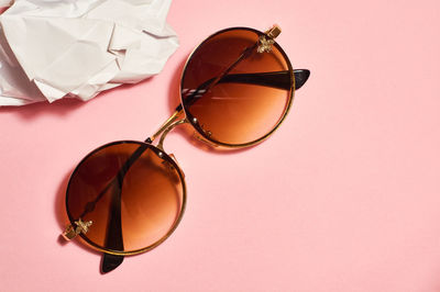 High angle view of eyeglasses on table