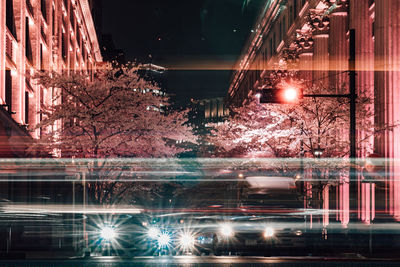 View of illuminated buildings at night