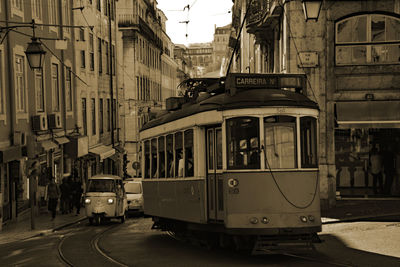 High angle view of cars on street in city