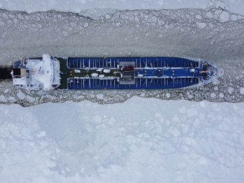 Built structure on snow covered land