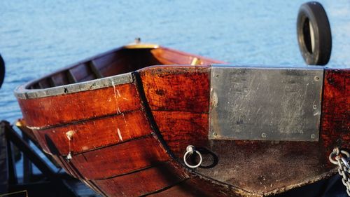 Close-up of boat in sea