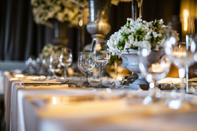 Close-up of wine glass on table in restaurant