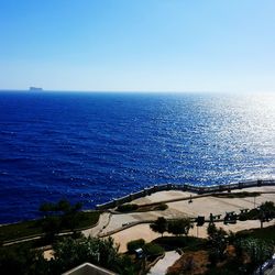 Scenic view of sea against clear sky