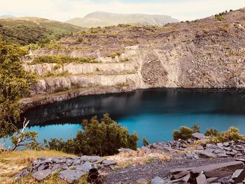 Scenic view of lake and mountains